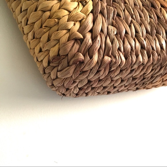 (SOLD) Straw Tote Bag With Round Wood Handles - Picture 8 of 13